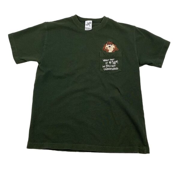 Tasmanian Devil Looney Tunes Embroidered Pocket Tee Small Vintage - Picture 1 of 5